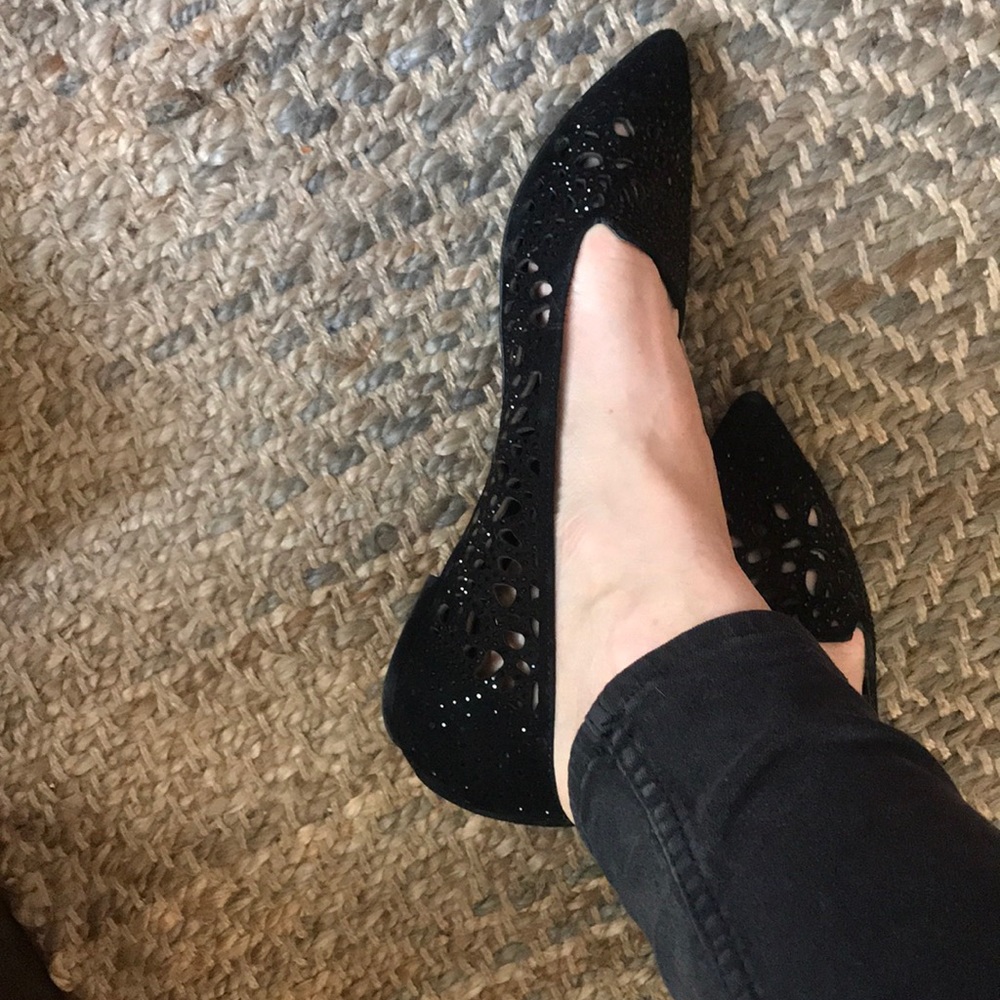 Karl Lagerfeld “Nina” sparkly black flat size 8 - Picture 2 of 5